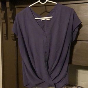 Purple button down with twist bottom